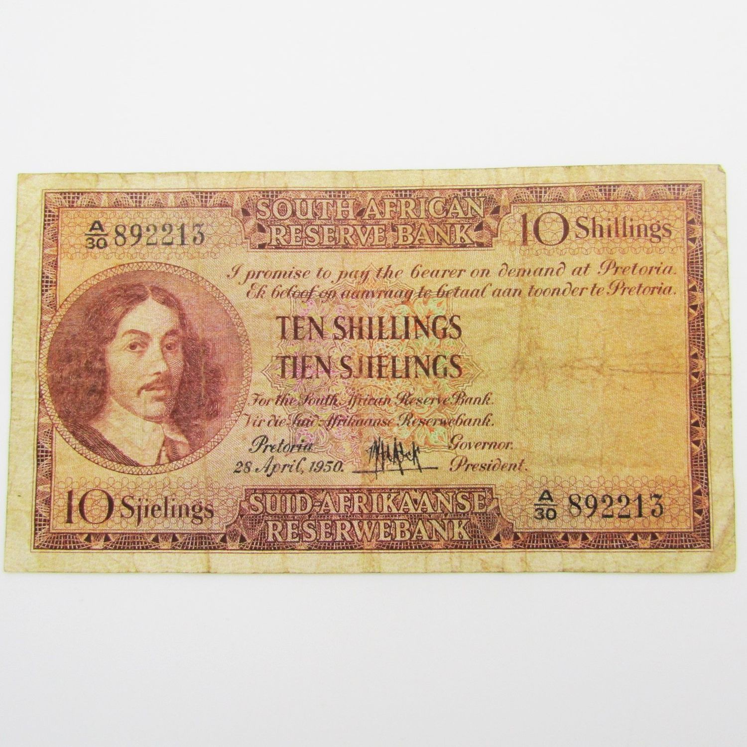 MH de Kock Ten Shillings 1950 - E/A - A30 - aVF