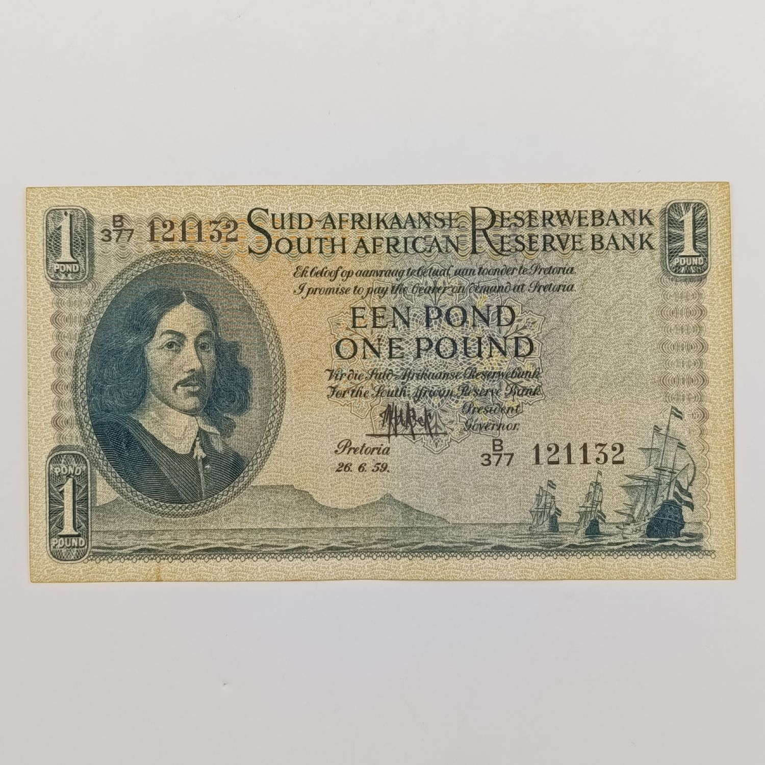 MH de Kock one pound 26-6-59 - A/E -B377 - EF -