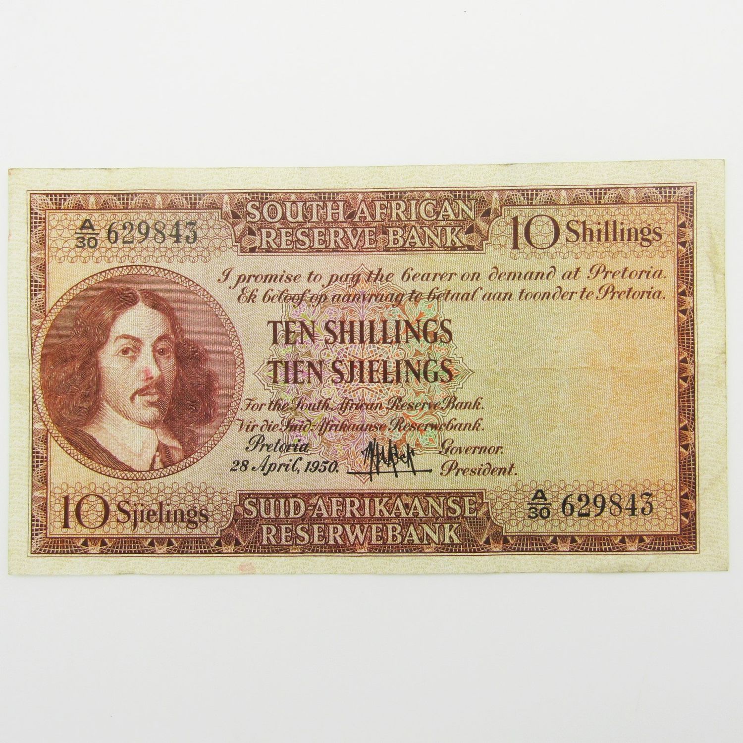 MH de Kock Ten Shillings 1950 E/A - A30 - VF+