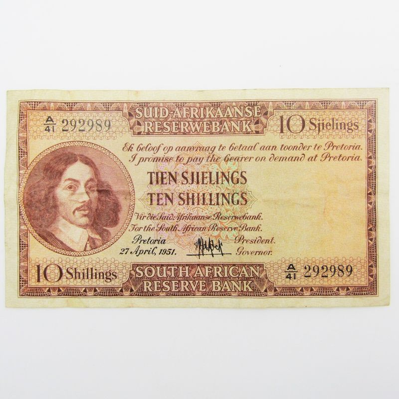 MH de Kock Ten Shillings 1951 - A/E - A41 - VF