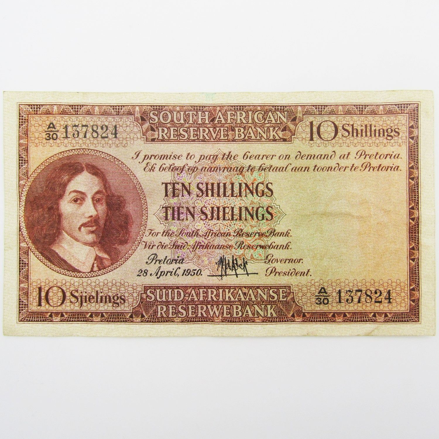 MH de Kock Ten Shillings 1950 - E/A - A30 - EF