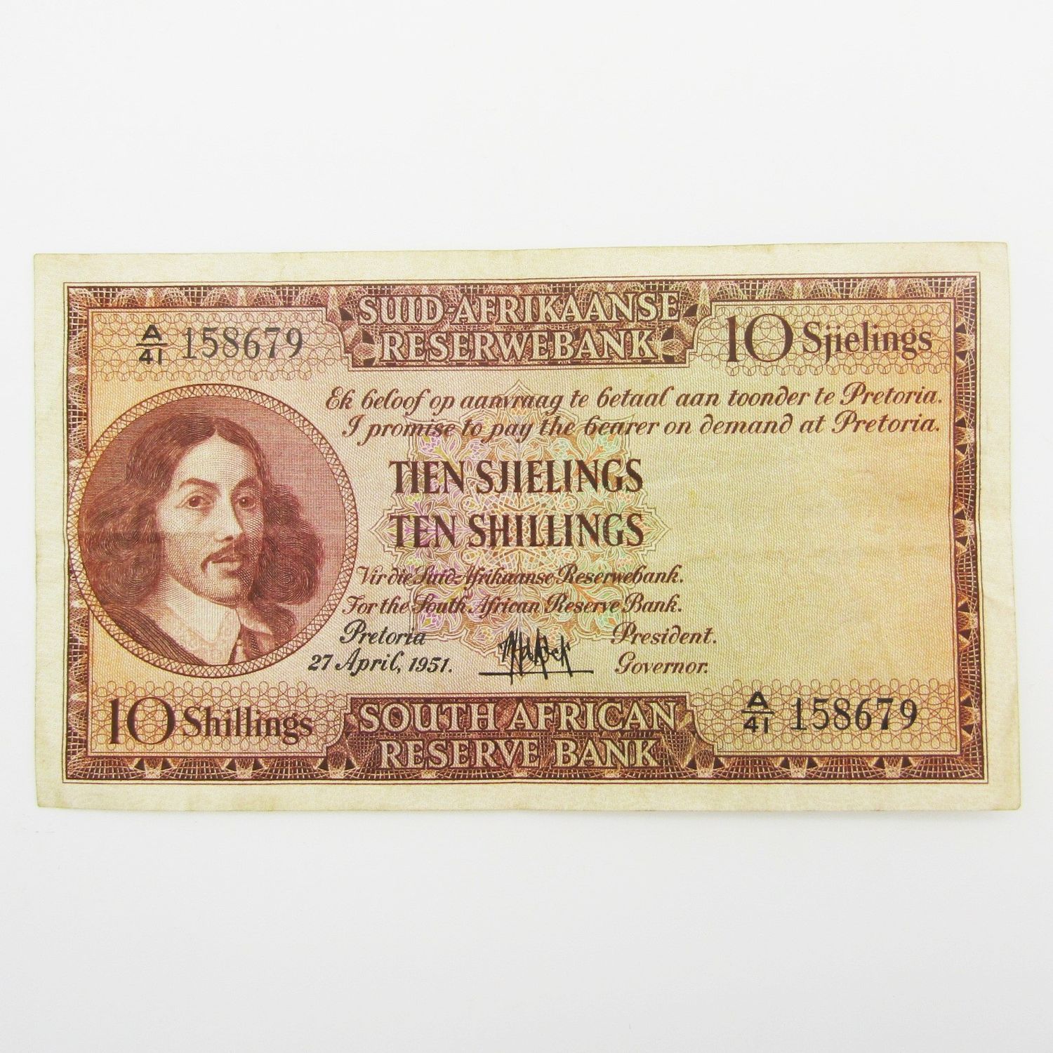 MH de Kock Ten Shillings 1951 - A/E - A41 - EF+
