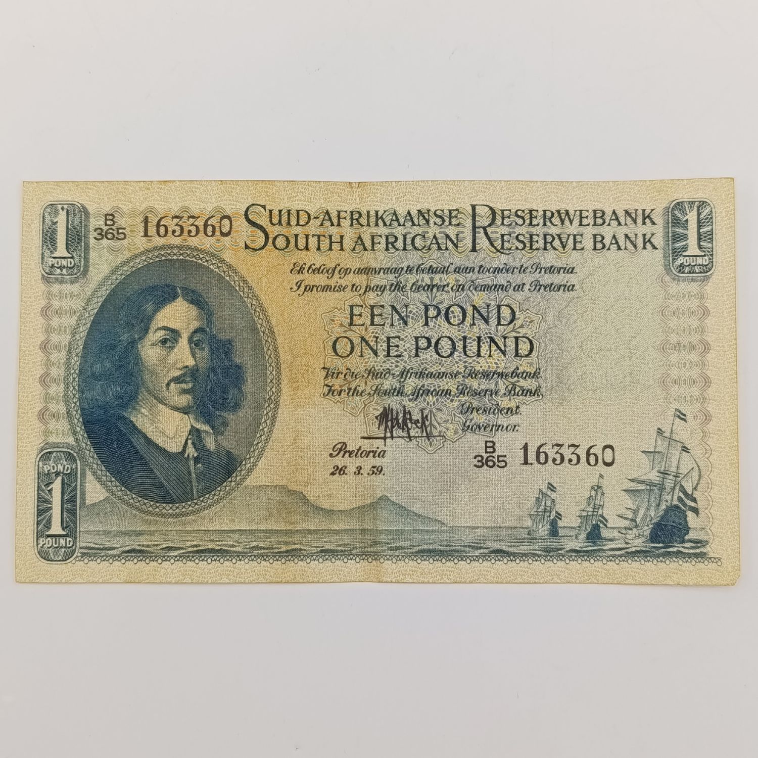 MH  de Kock one pound 26-3-59 - A/E - B365 - EF