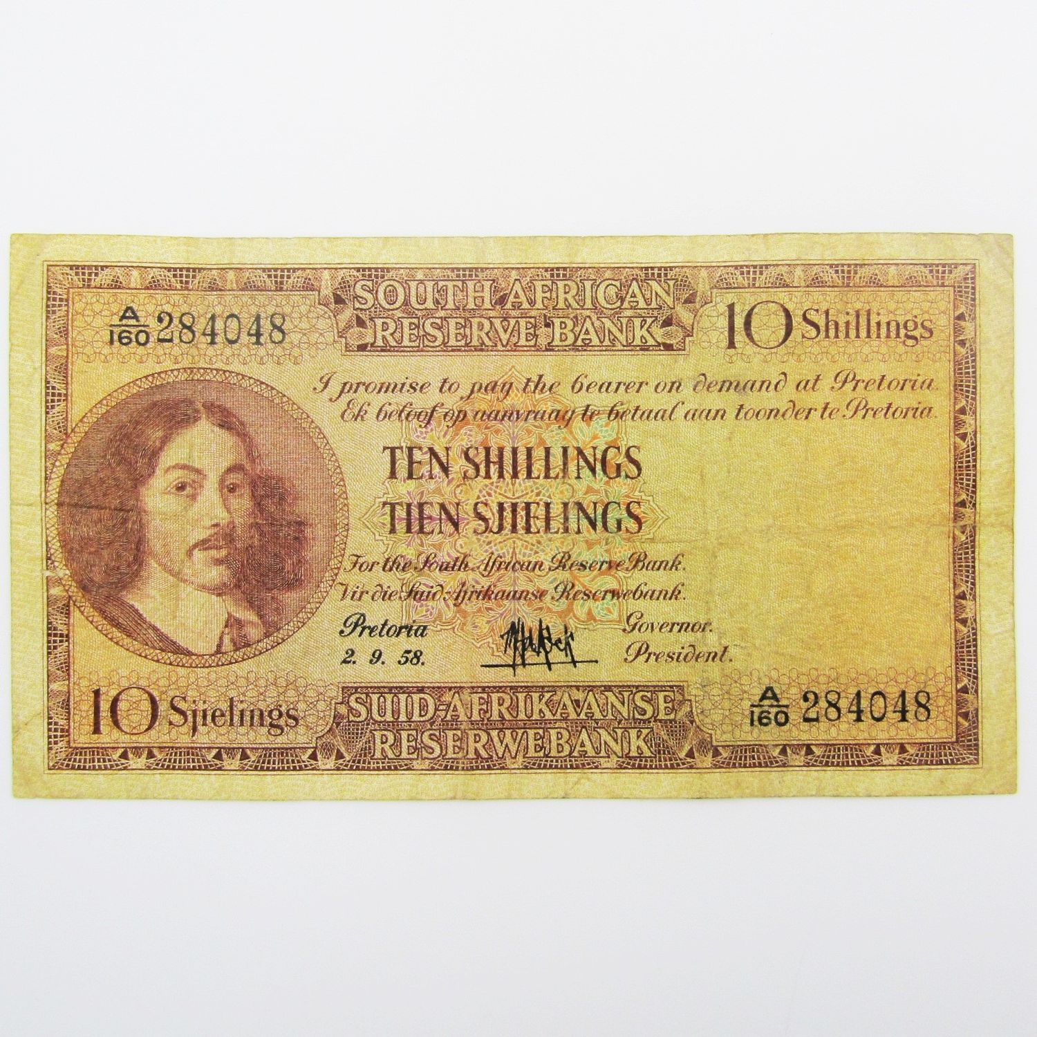 MH de Kock Ten Shillings 1958 - E/A - A160 - VF