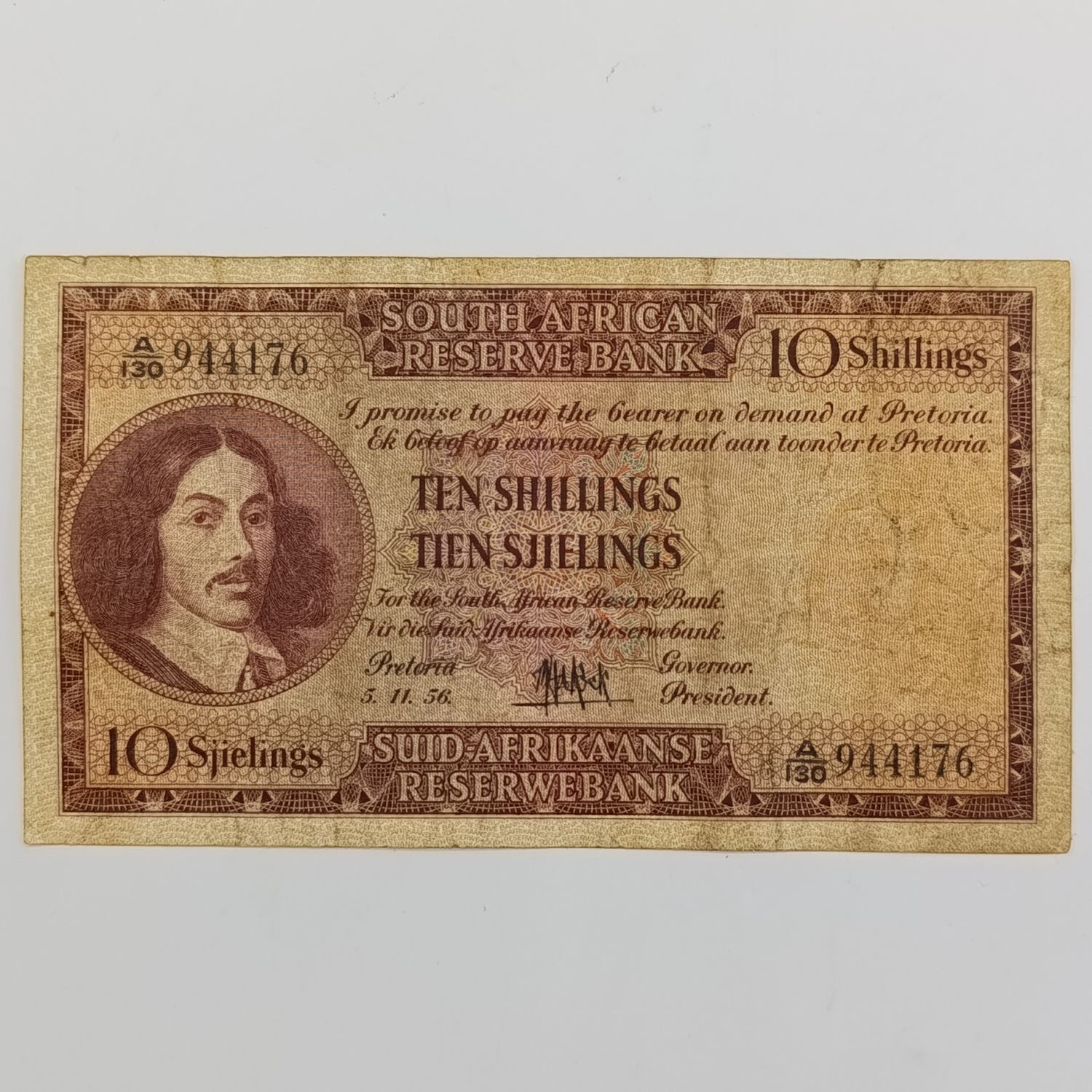MH de Kock Ten Shillings 1956 - E/A - A130 - VF