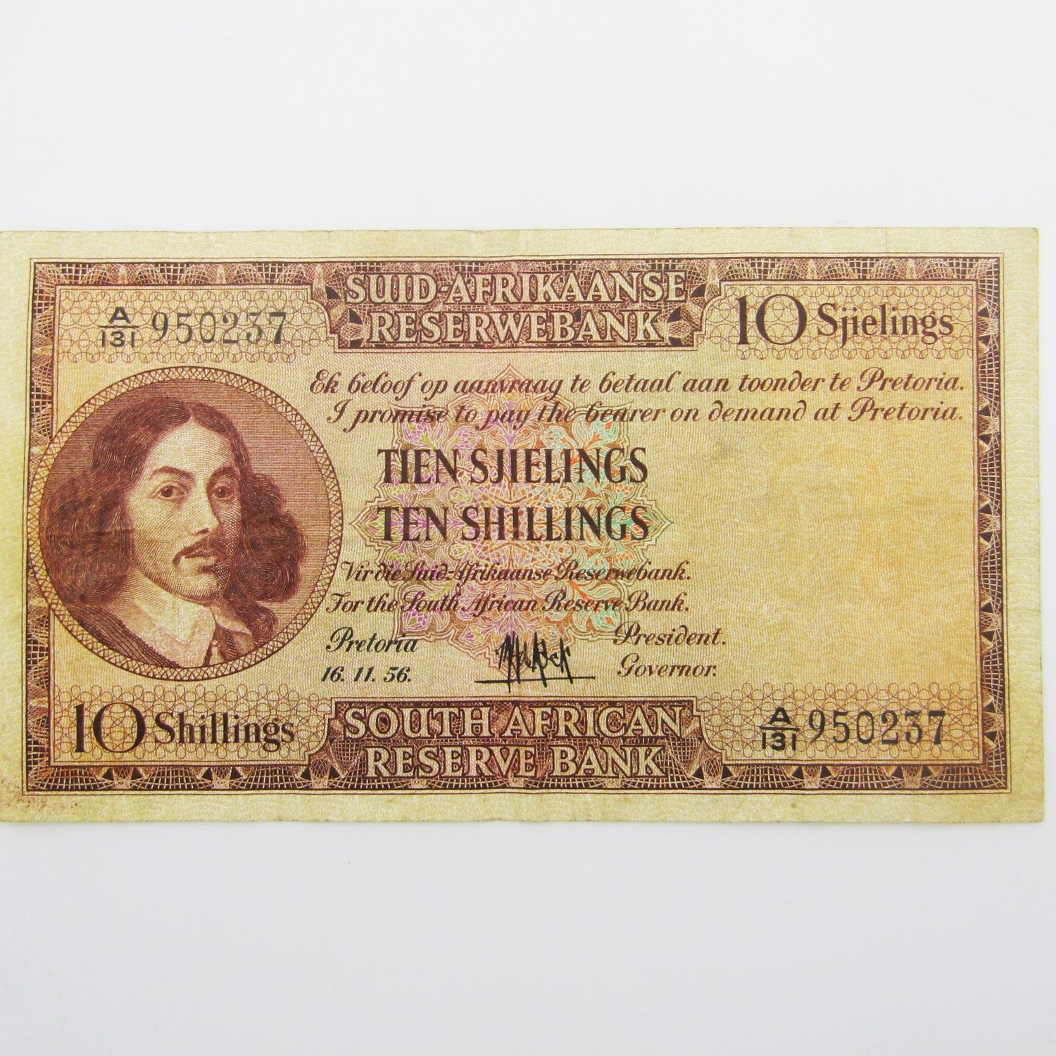 MH de Kock Ten Shillings Banknote 1956 - A/E - VF+ - A131