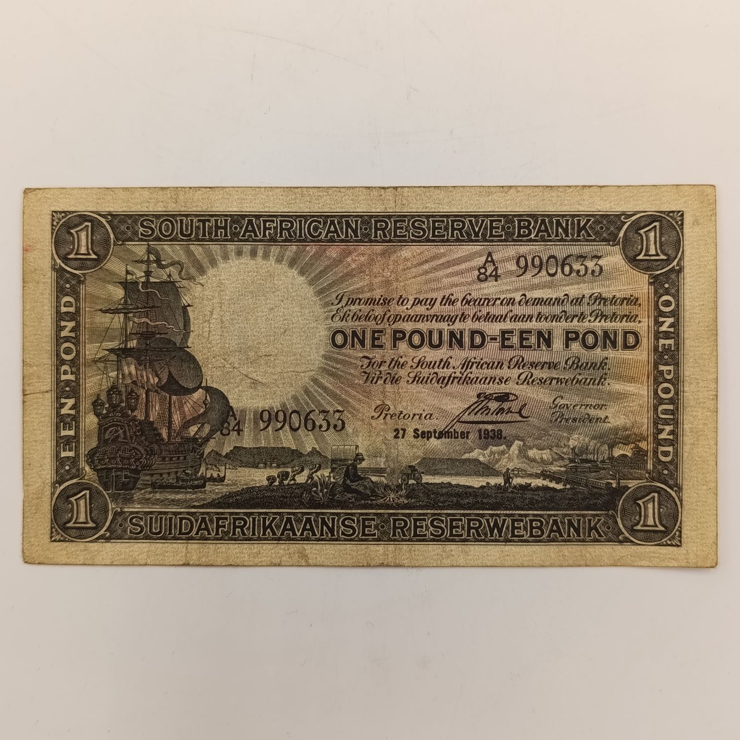 Postmus one pound 27 September 1938 - A84 - VF++