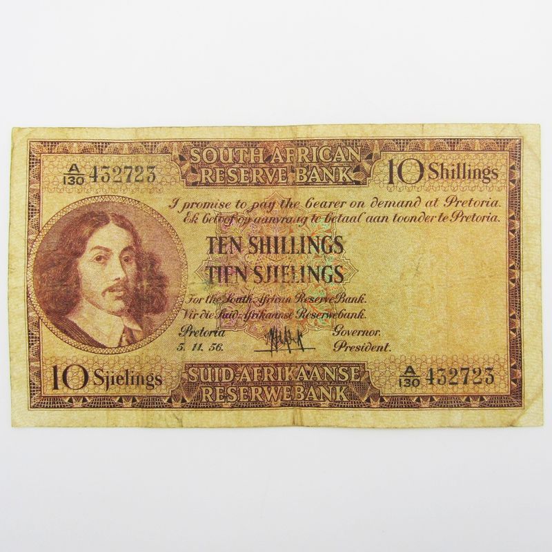 MH de Kock Ten Shillings 1956 - E/A - A130 - VF