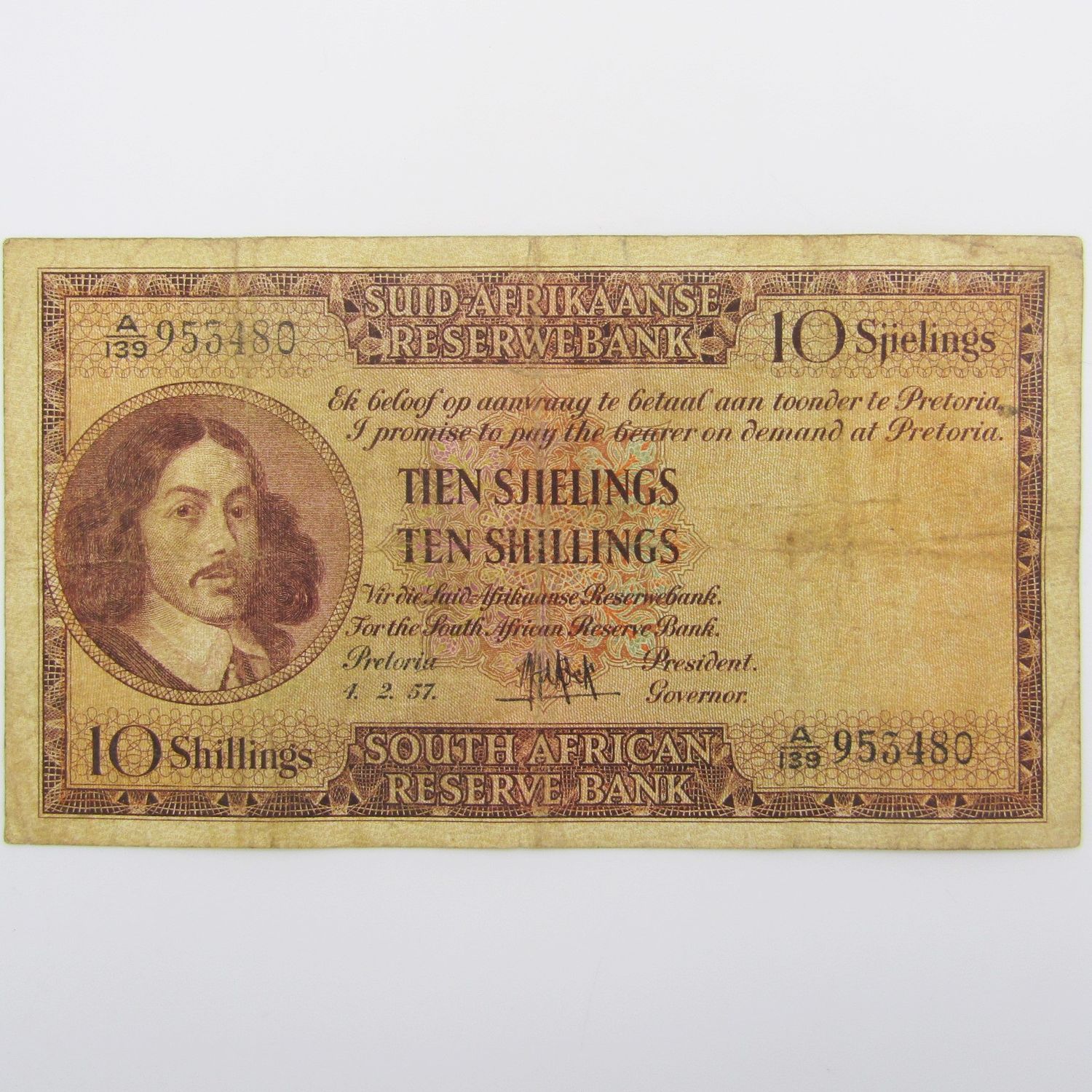 MH de Kock Ten Shillings 1957 - A/E - A139 - aVF