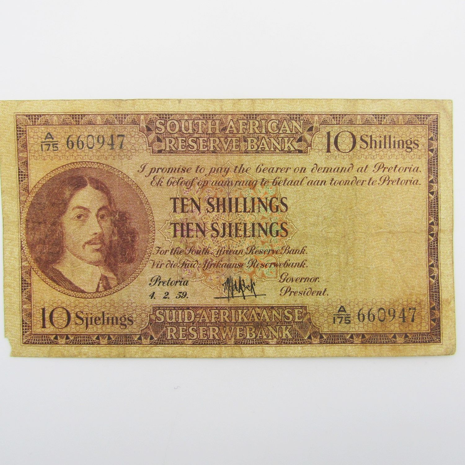 MH de Kock Ten Shillings 1959 - E/A - A175 - AVF