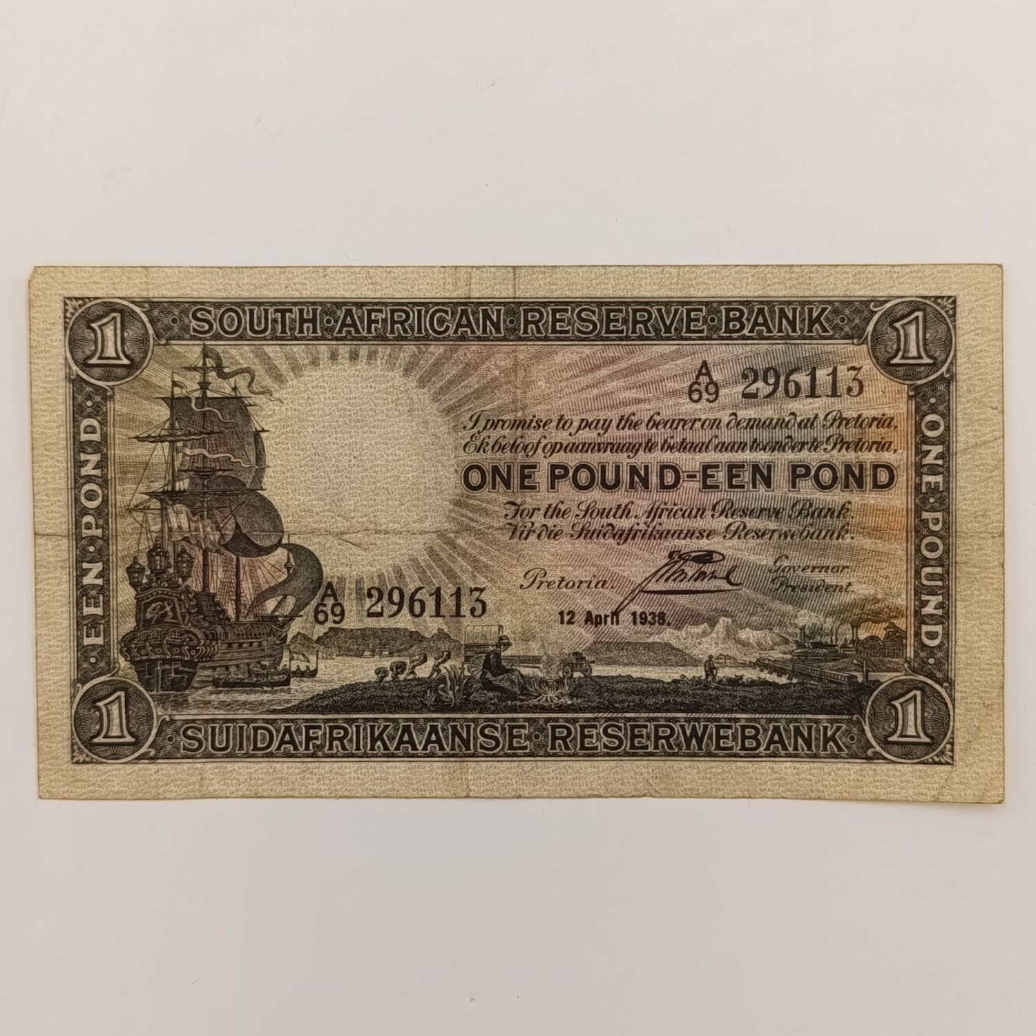 Postmus one pound 12 April 1938 - A69 - VF+