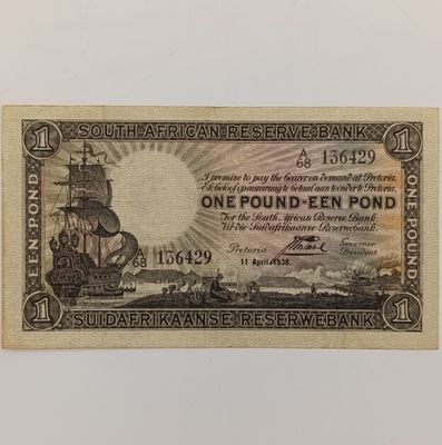 Postmus one pound 11 April 1938 - A68 - EF - middle fold plus few others