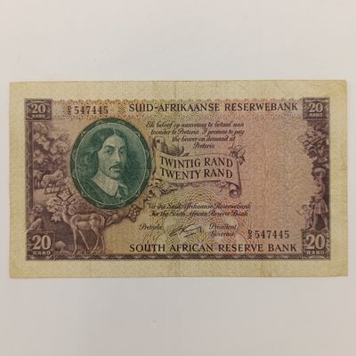 Rissik 1962 Twenty rand banknote D2 VF+