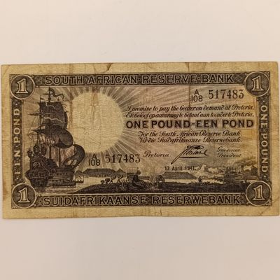 Postmus 17 April 1947 black one pound banknote