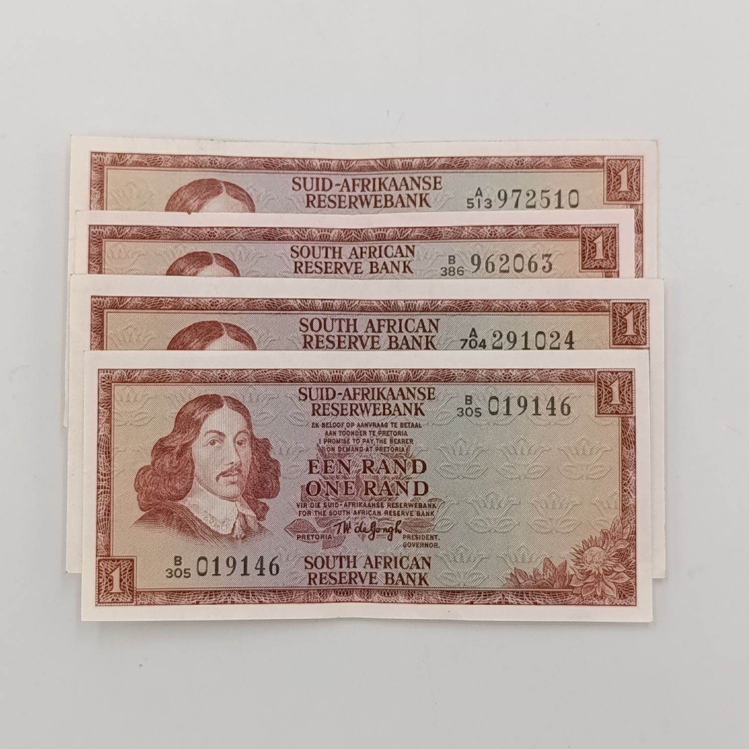Full set of TW de Jongh - all years R1 notes 1967, 1972, 1973 &amp; 1975 all 3 Issues