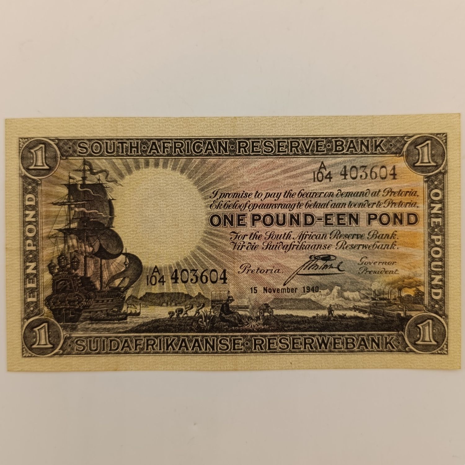 Postmus one pound 15 November 1940 - A104 - AU with a few folds