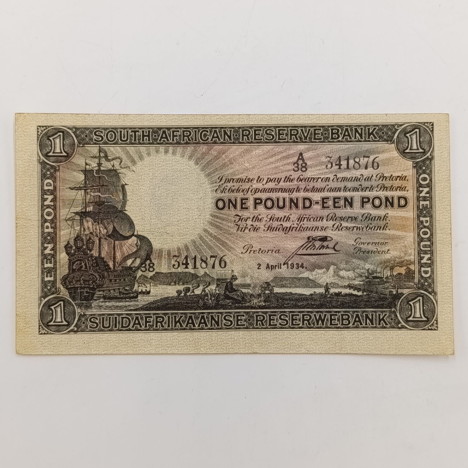 Postmus one pound 2 April 1934 - A38 - EF++ -  small margin top large margin bottom