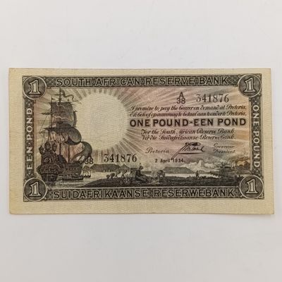 Postmus one pound 2 April 1934 - A38 - EF++ -  small margin top large margin bottom
