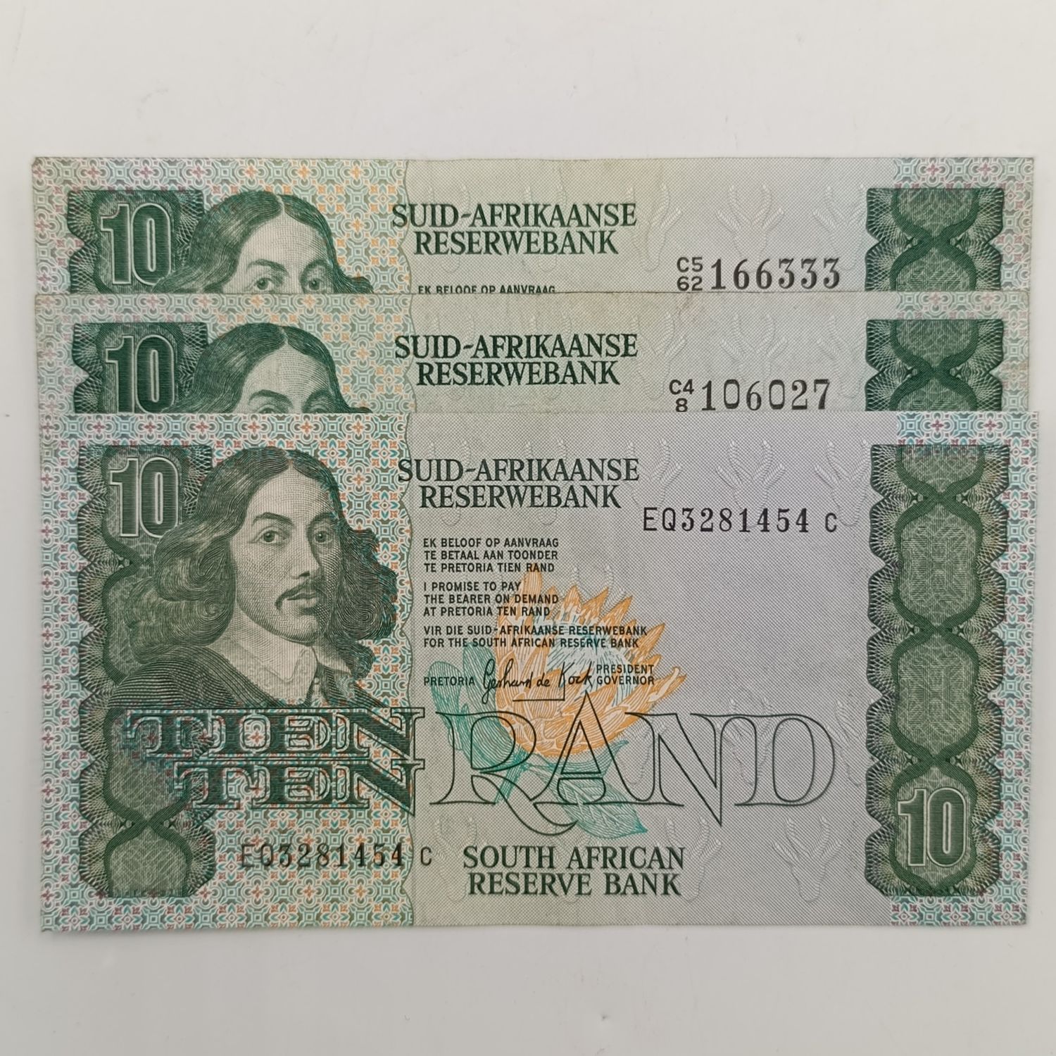 South Africa GPC de Kock 1st, 2nd and 3rd series R10 notes