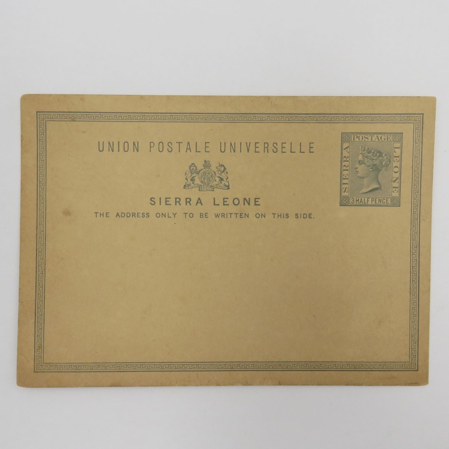 Unused Sierra Leone pre franked postcard with half pence printed stamp - rare