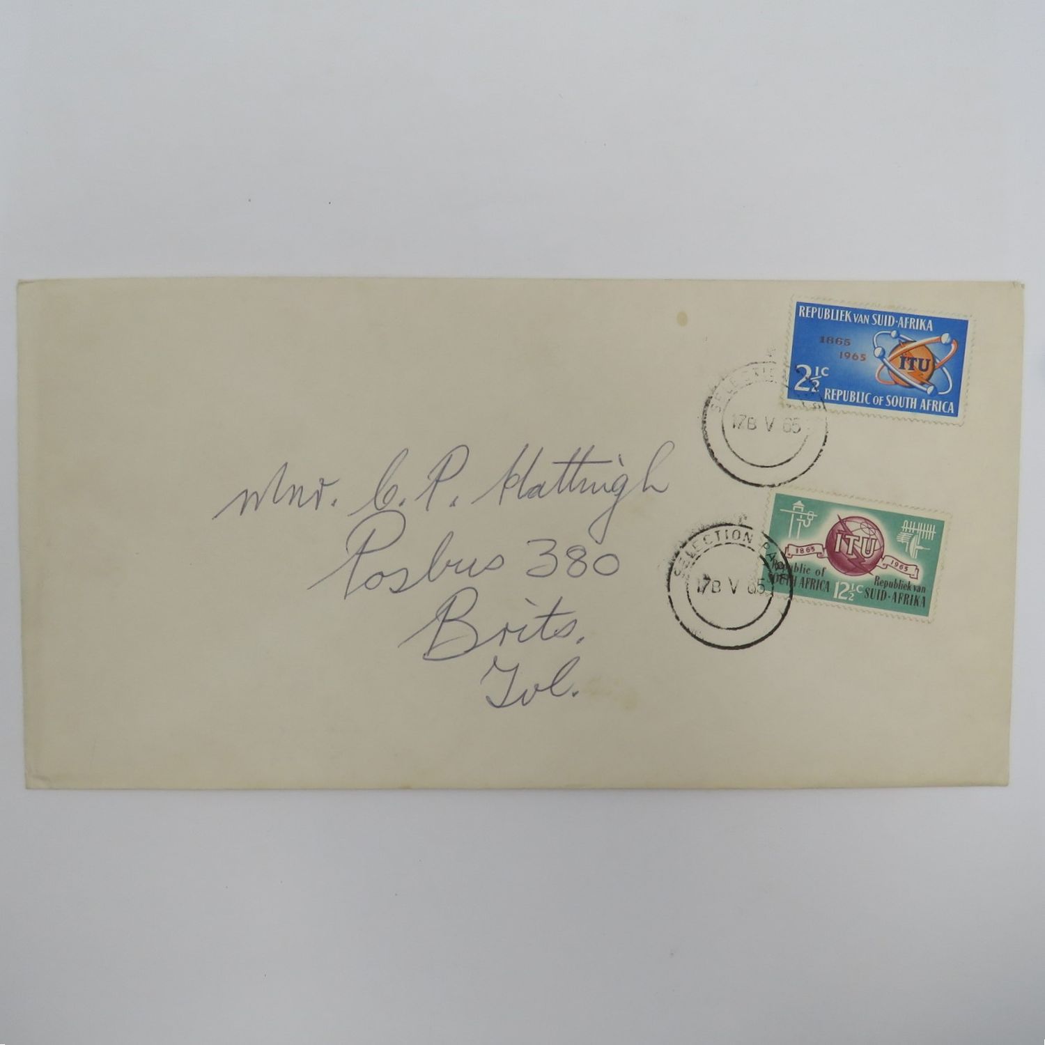 South Africa ITU centenary cover 17 May 1965 first day cover posted from Selection Park to Brits