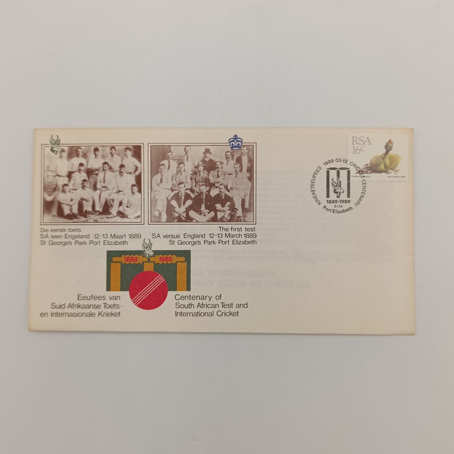 Cricket First Day cover 1989 Test Cricket Centenary