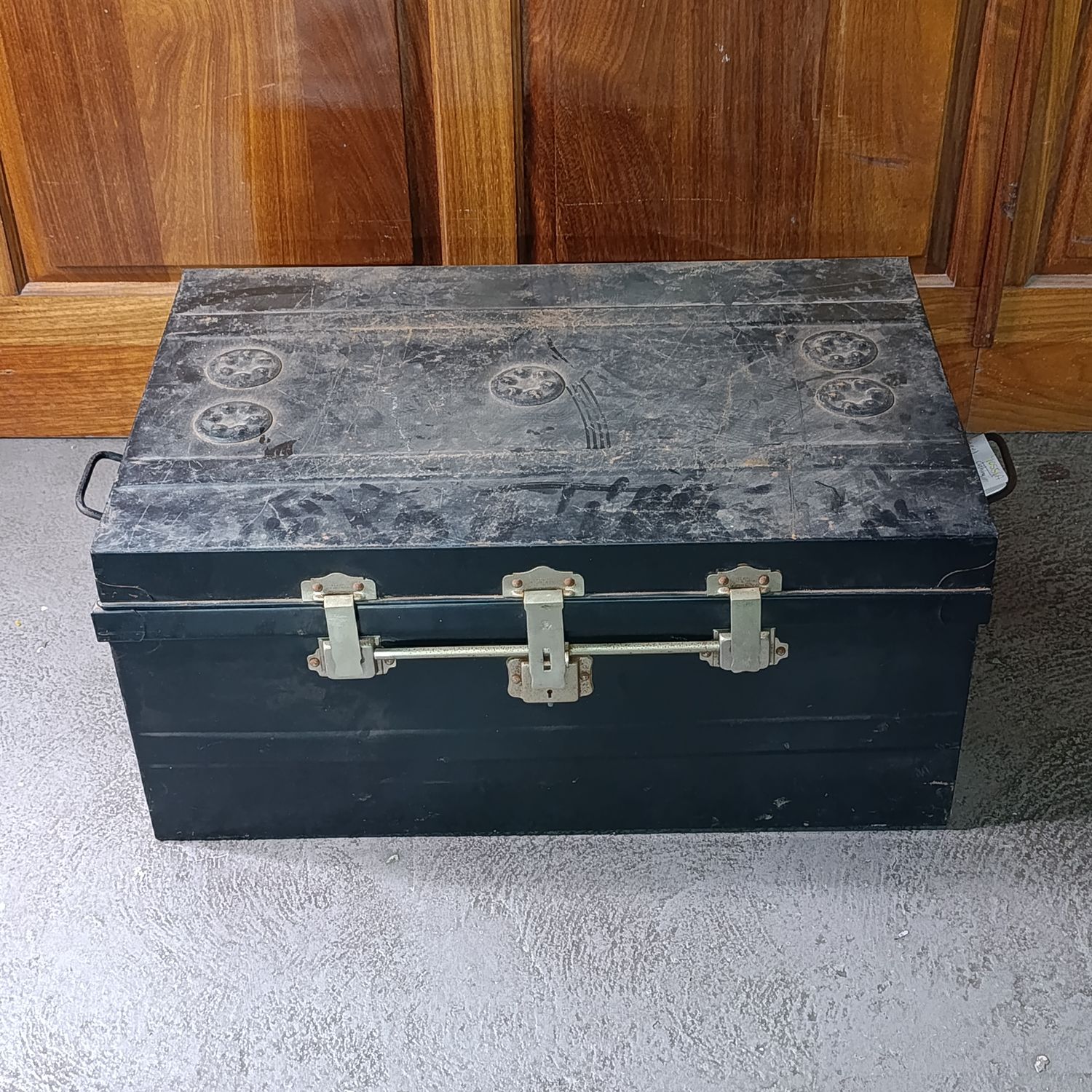 Vintage English Steel clothing trunk