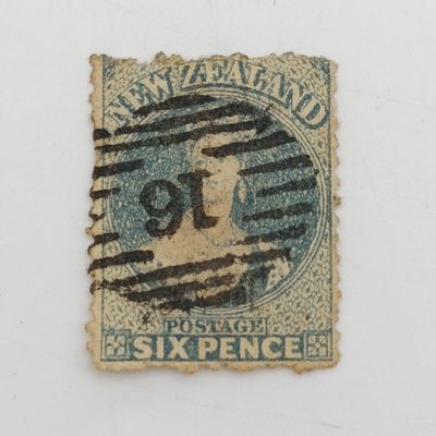 New Zealand 1871 six pence used stamp - SG 136