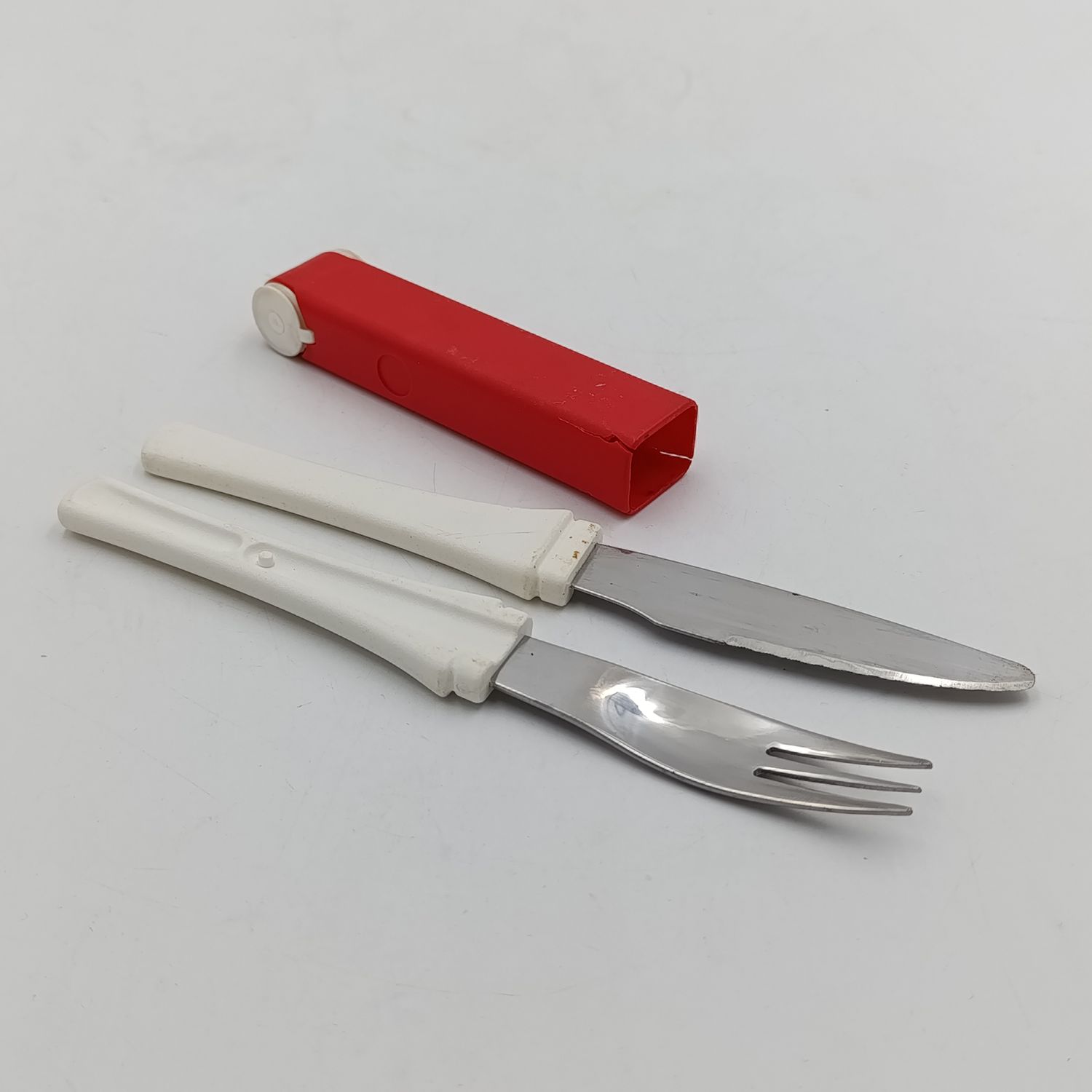Vintage picnic knife and fork set with salt and pepper shakers