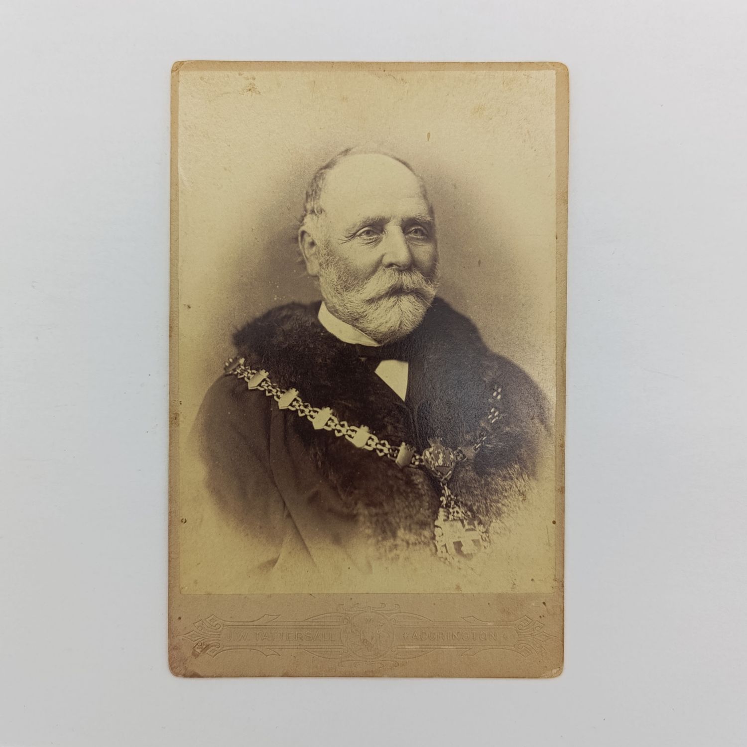 Antique photo of Arthur E Lill - framed in Accrington, England - Mayor&#39;s Chain around his neck