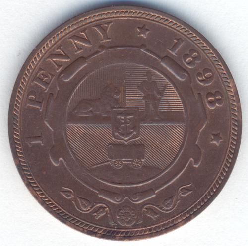 1898 ZAR Kruger penny with mint lustre - obverse cellotape mark