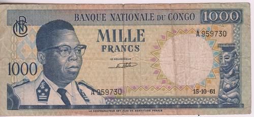 Zaire 1000 Francs banknote - 15 October 1961