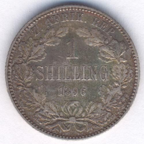 1896 ZAR kruger shilling - nice toning and scraper marks