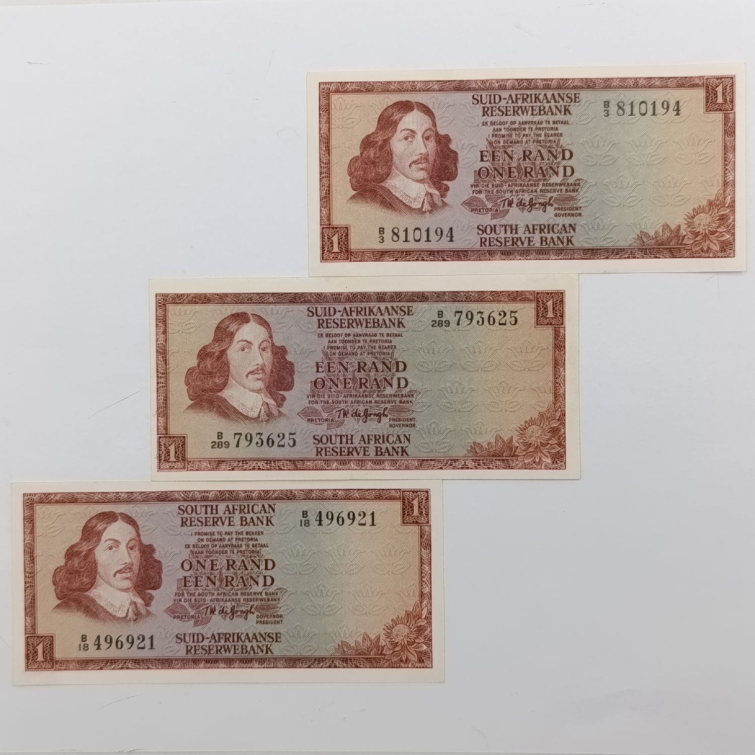 TW de Jongh 2nd Issue lot of 3 uncirculated notes