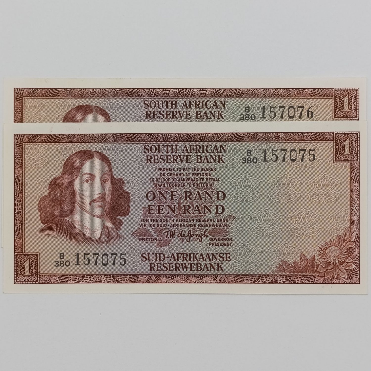 TW de Jongh 3rd Issue R1 notes with consecutive numbers uncirculated