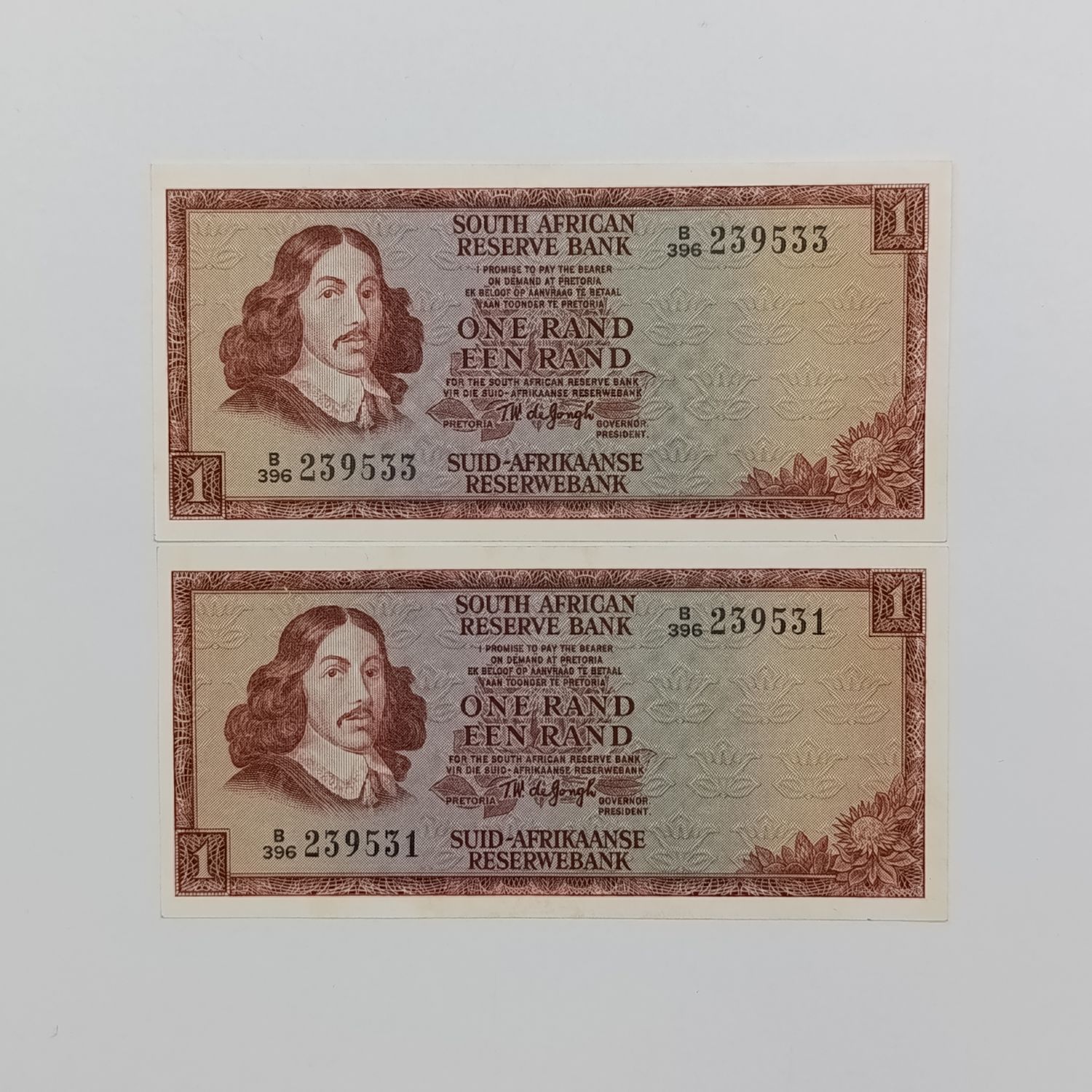 TW de Jongh 3rd Issue pair of uncirculated banknotes