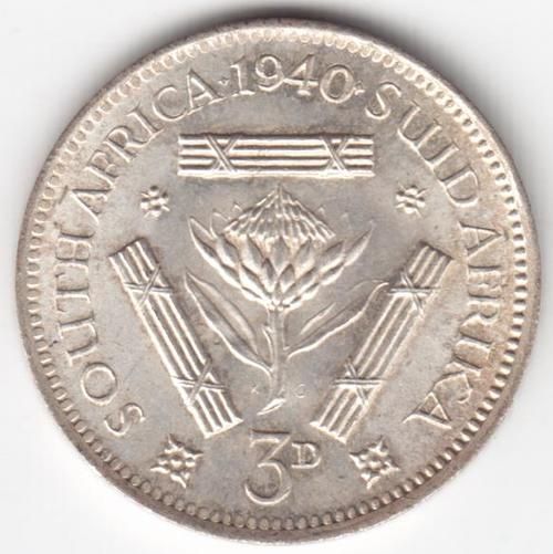 SA Union 1940 Tickey Uncirculated 3d