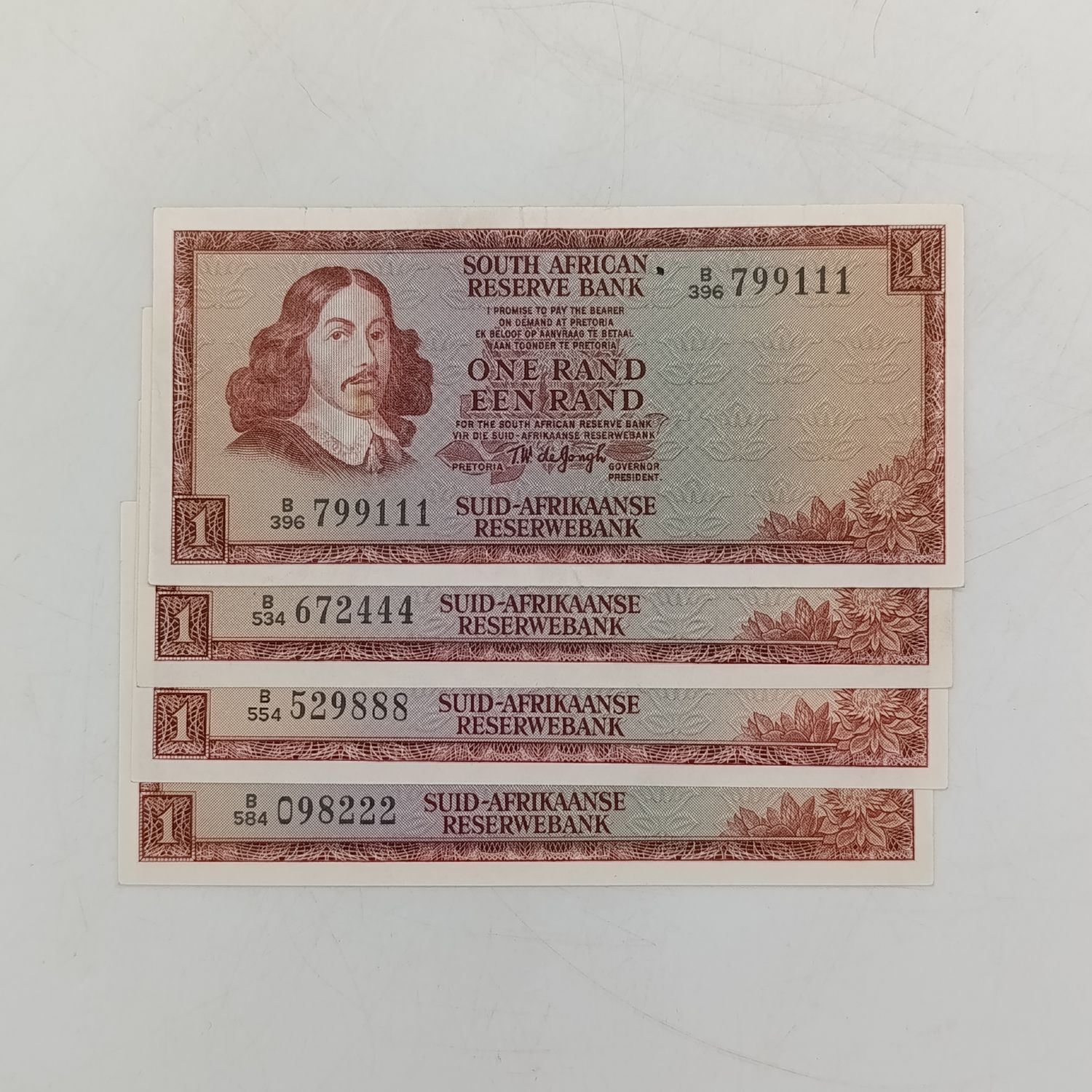 TW de Jongh 3rd Issue R1 banknotes Lot of 4 ending on 111, 222, 444 &amp; 888