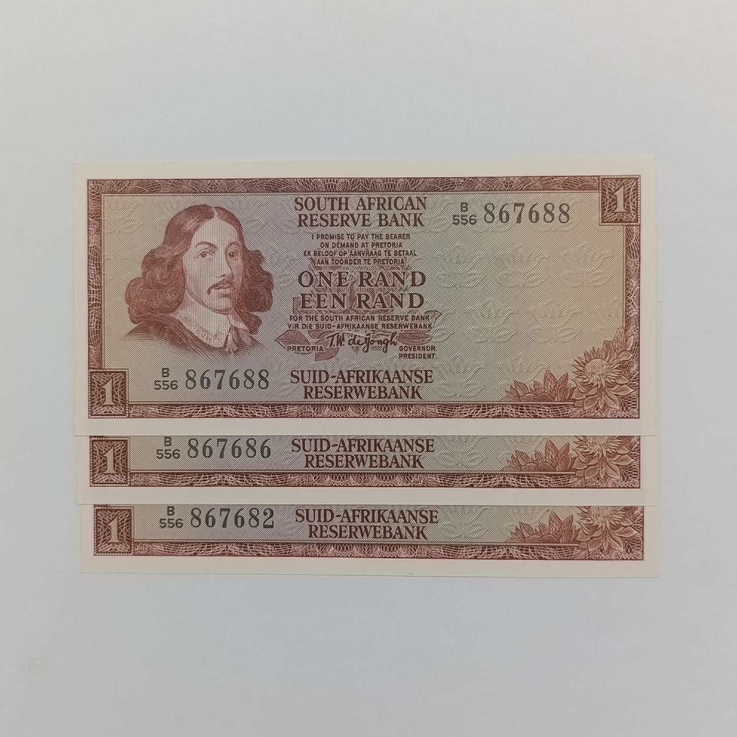 TW de Jongh 3rd Issue lot of 3 banknotes starting with 867 - uncirculated