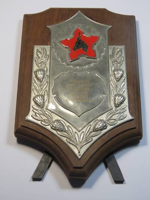 SADF Plaque for service issued to Commandant A Britz for service 1982-1994