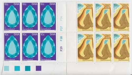 South West Africa SACC 276 and 277 Control Block of 6 ( 10 cent ) and Block of 6 ( 15 cent )