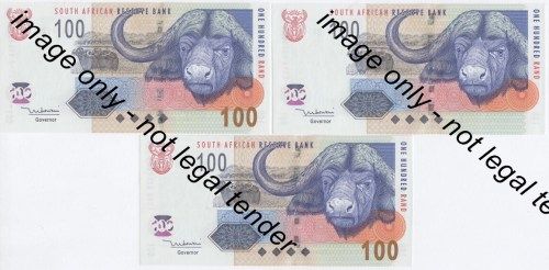 Mboweni Error notes set of 3 - Uncirculated Consecutive numbers