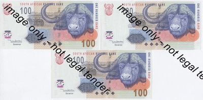 Mboweni Error notes set of 3 - Uncirculated Consecutive numbers