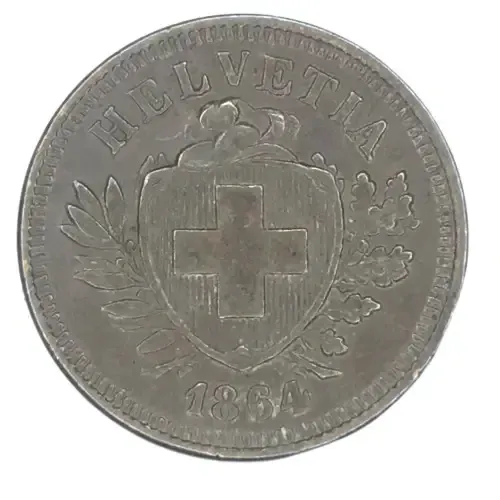 1864 B Switzerland 1 Rappen - XF+/AU