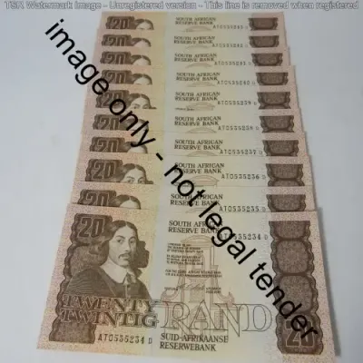 CL Stals - 1st issue Lot of 22 uncirculated R20 banknotes with consecutive numbers