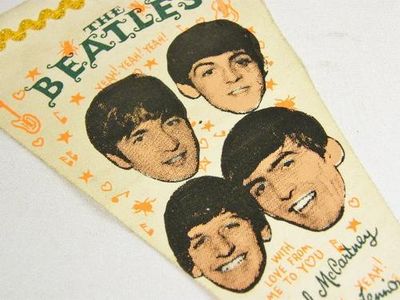 Original early 1960`s Beatles advertising triangular flag