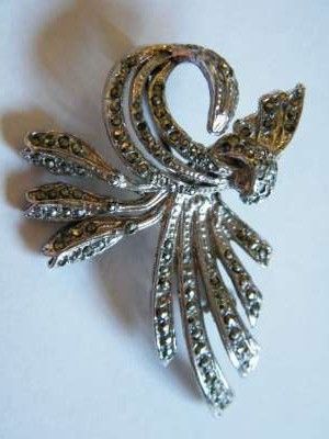 Sterling Silver Marcasite brooch - 5.5 x 4 cm