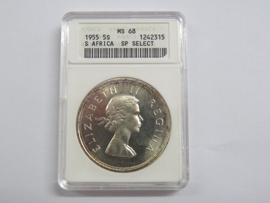 1955 SA Union crown graded MS68 by ANACS - A Top Coin only 40000 circulation crowns minted