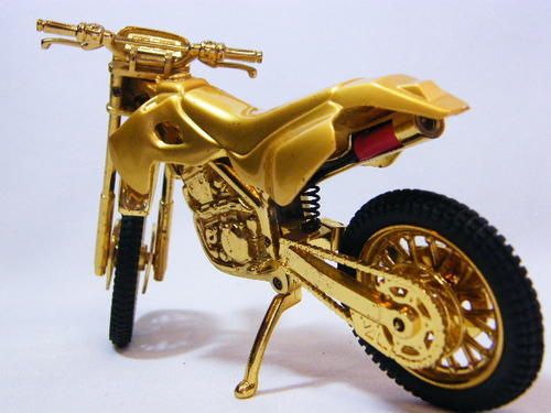 Vintage golden diecast off road motorcycle electric piezo table lighter - not working