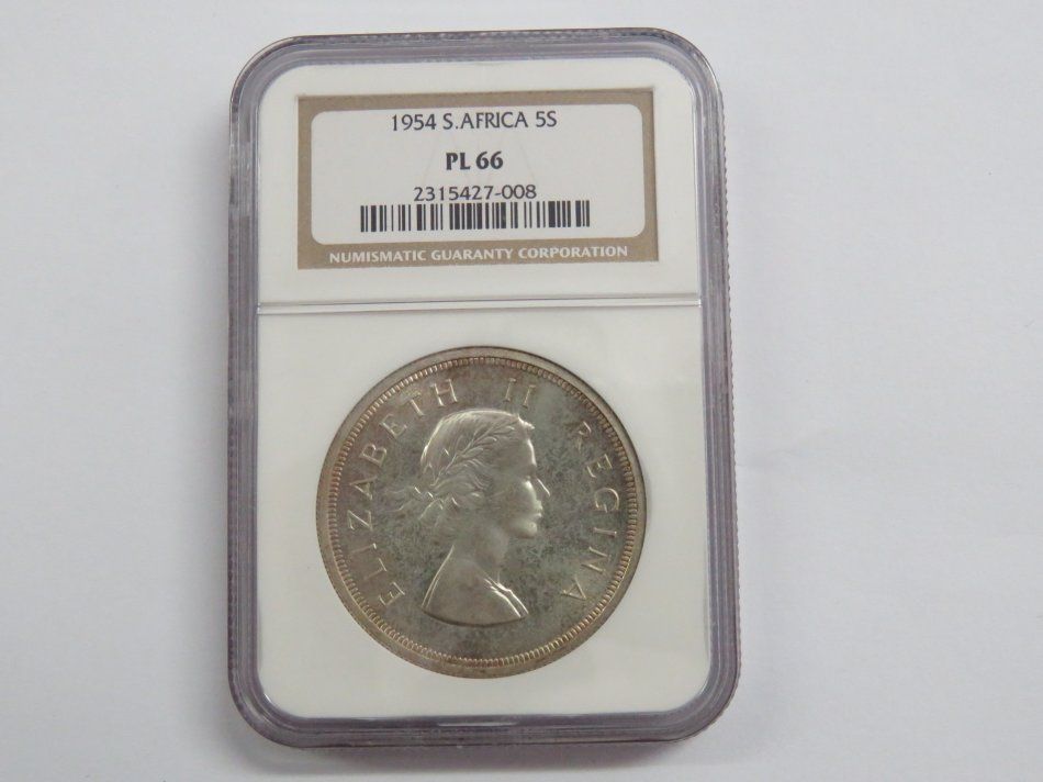 1954 South Africa Union crown graded PL 66 by NGC - Very SCARCE - Only 3890 minted